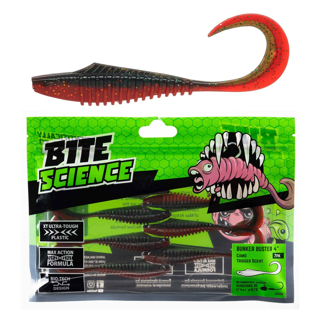 Bite Science Bunker Buster Lures 4" Camo - 7pk