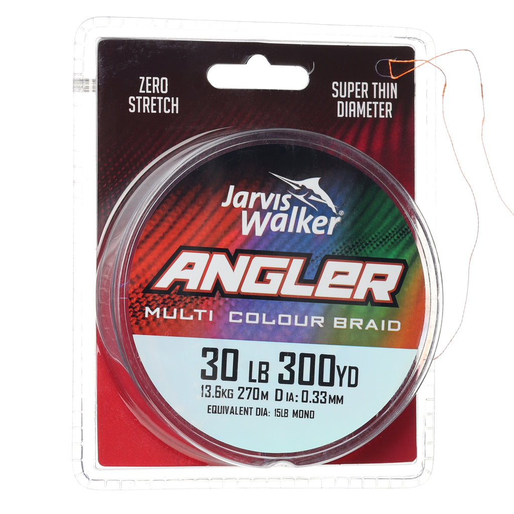 Jarvis Walker Angler Braid 300yd - Multi Colour 30lb