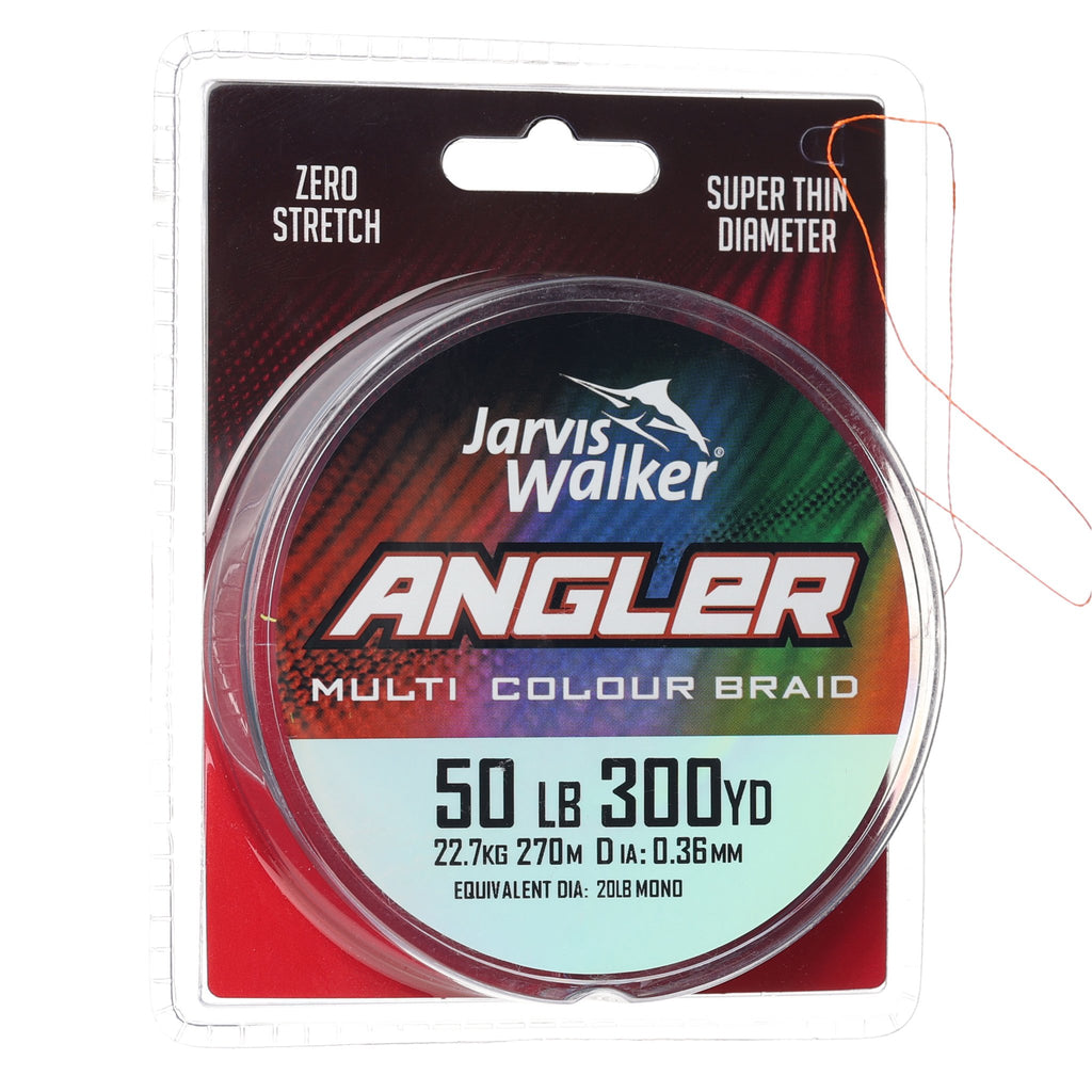 Jarvis Walker Angler Braid 300yd - Multi Colour 50lb
