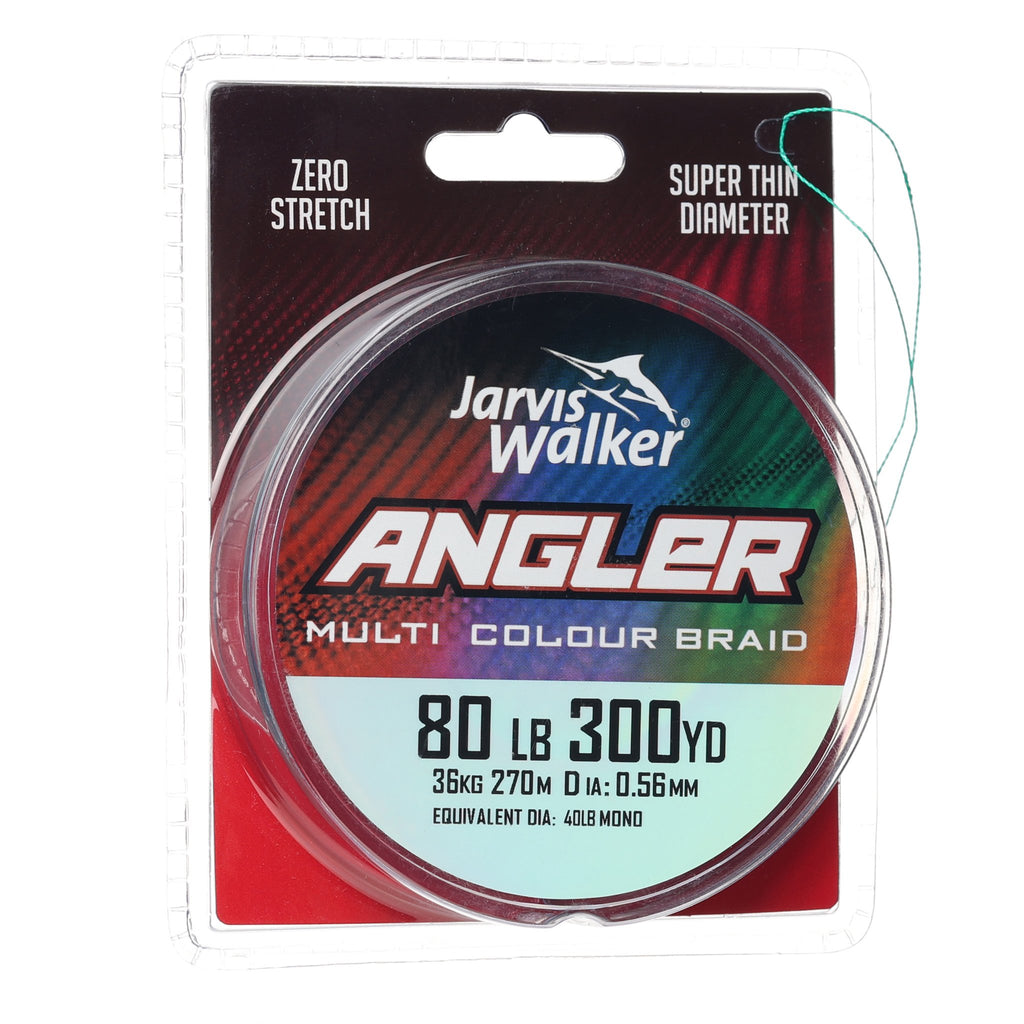 Jarvis Walker Angler Braid 300yd - Multi Colour 80lb