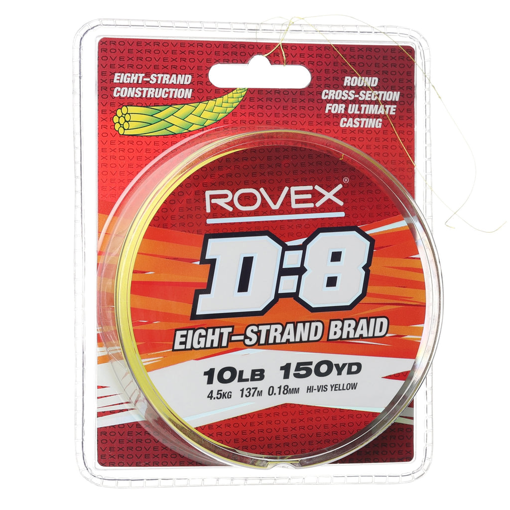 Rovex D:8 Braid 150yd 10lb - Hi Vis Yellow