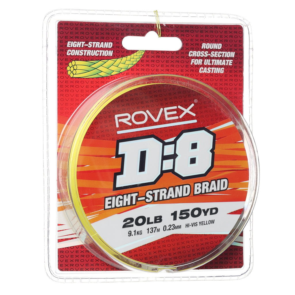Rovex D:8 Braid 150yd 20lb - Hi Vis Yellow