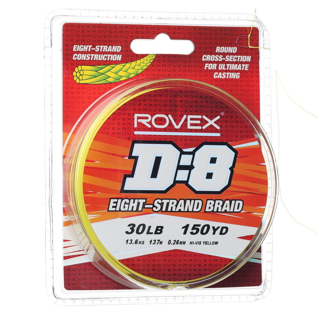 Rovex D:8 Braid 150yd 30lb - Hi Vis Yellow