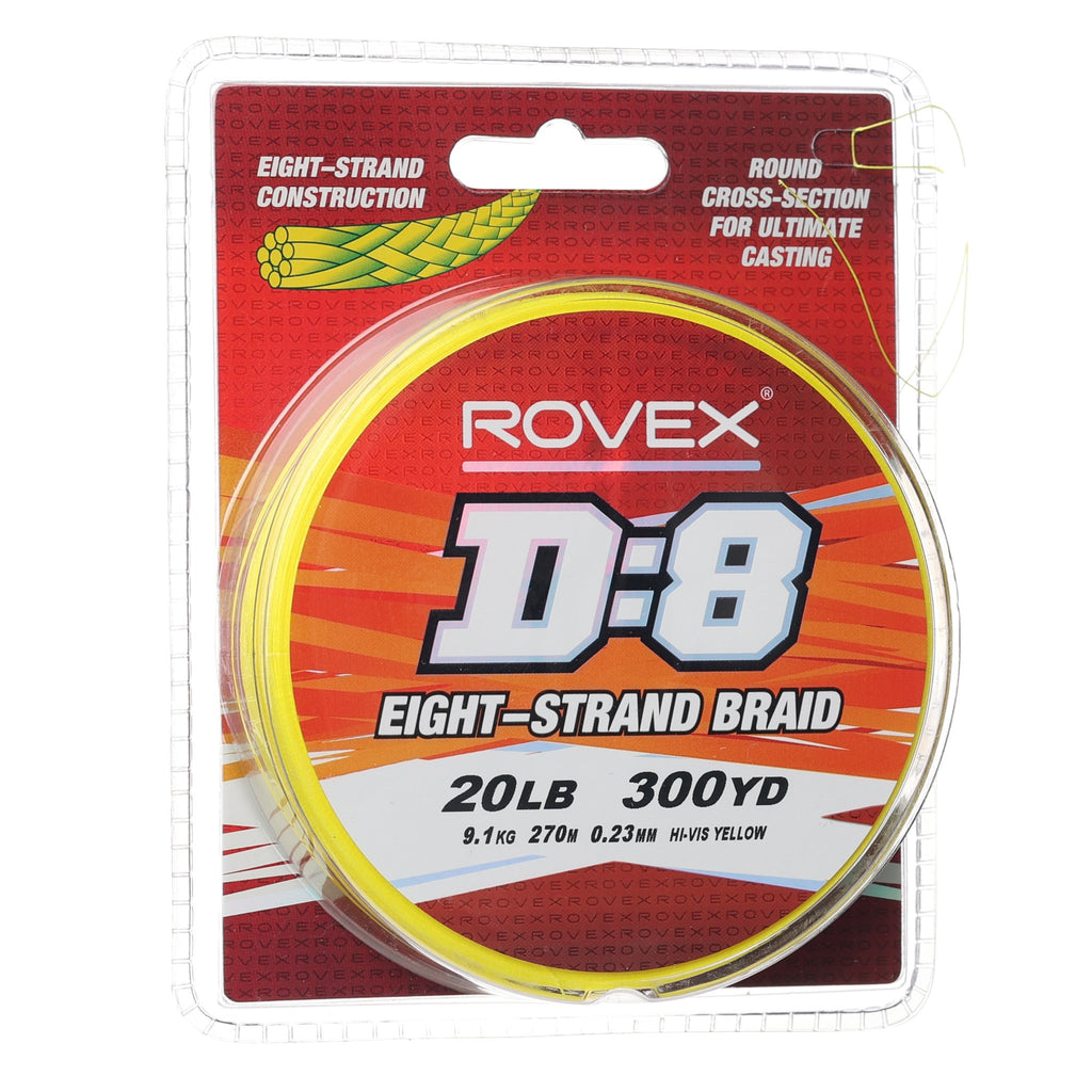 Rovex D:8 Braid 300yd 20lb - Hi Vis Yellow