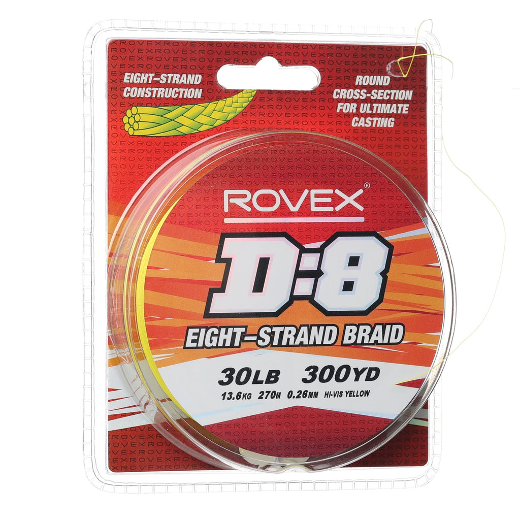 Rovex D:8 Braid 300yd 30lb - Hi Vis Yellow