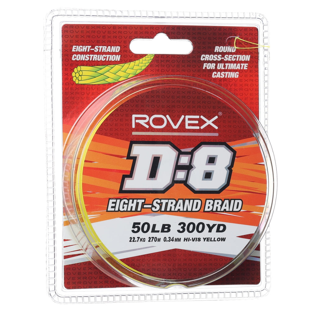 Rovex D:8 Braid 300yd 50lb - Hi Vis Yellow