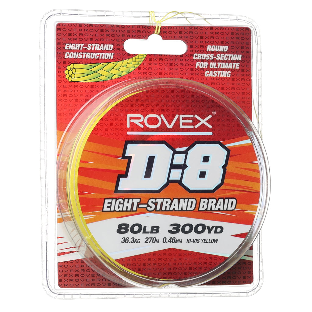 Rovex D:8 Braid 300yd 80lb - Hi Vis Yellow