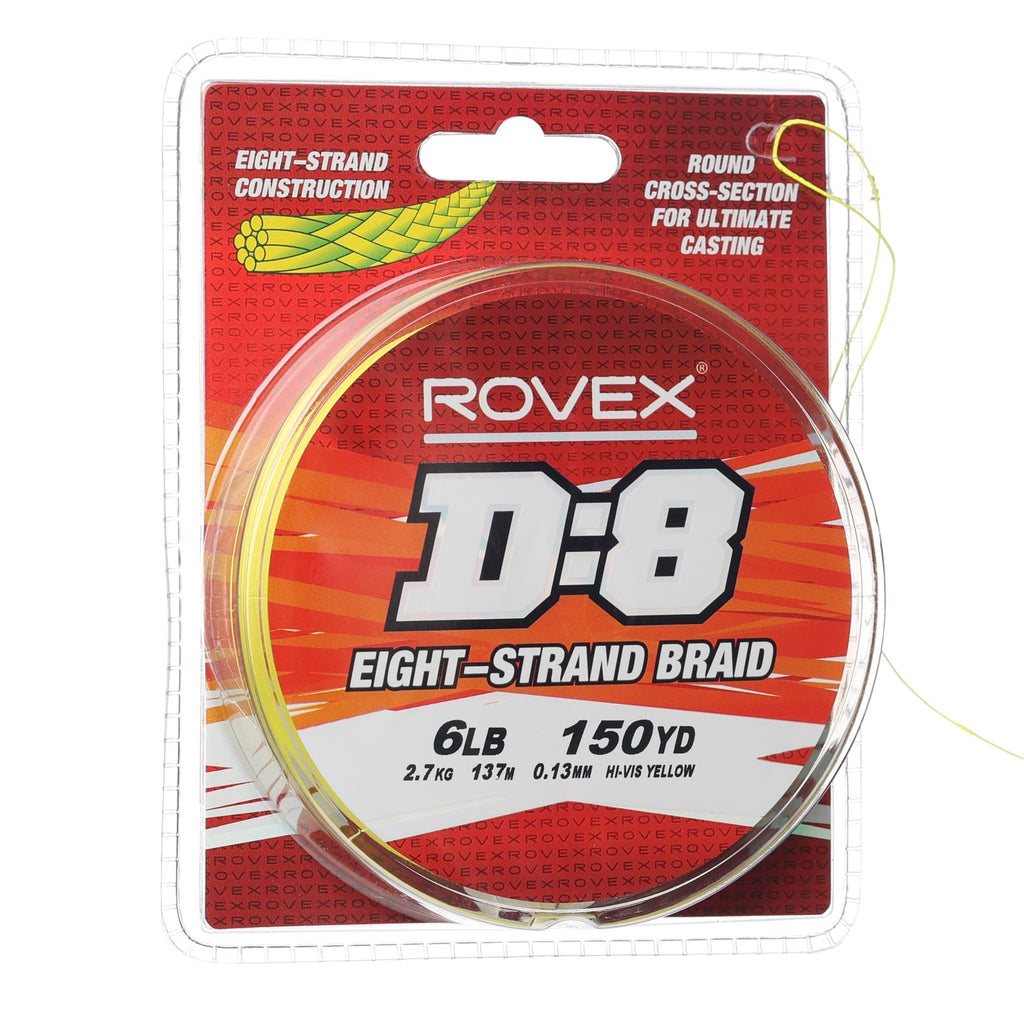 Rovex D:8 Braid 150yd 6lb - Hi Vis Yellow