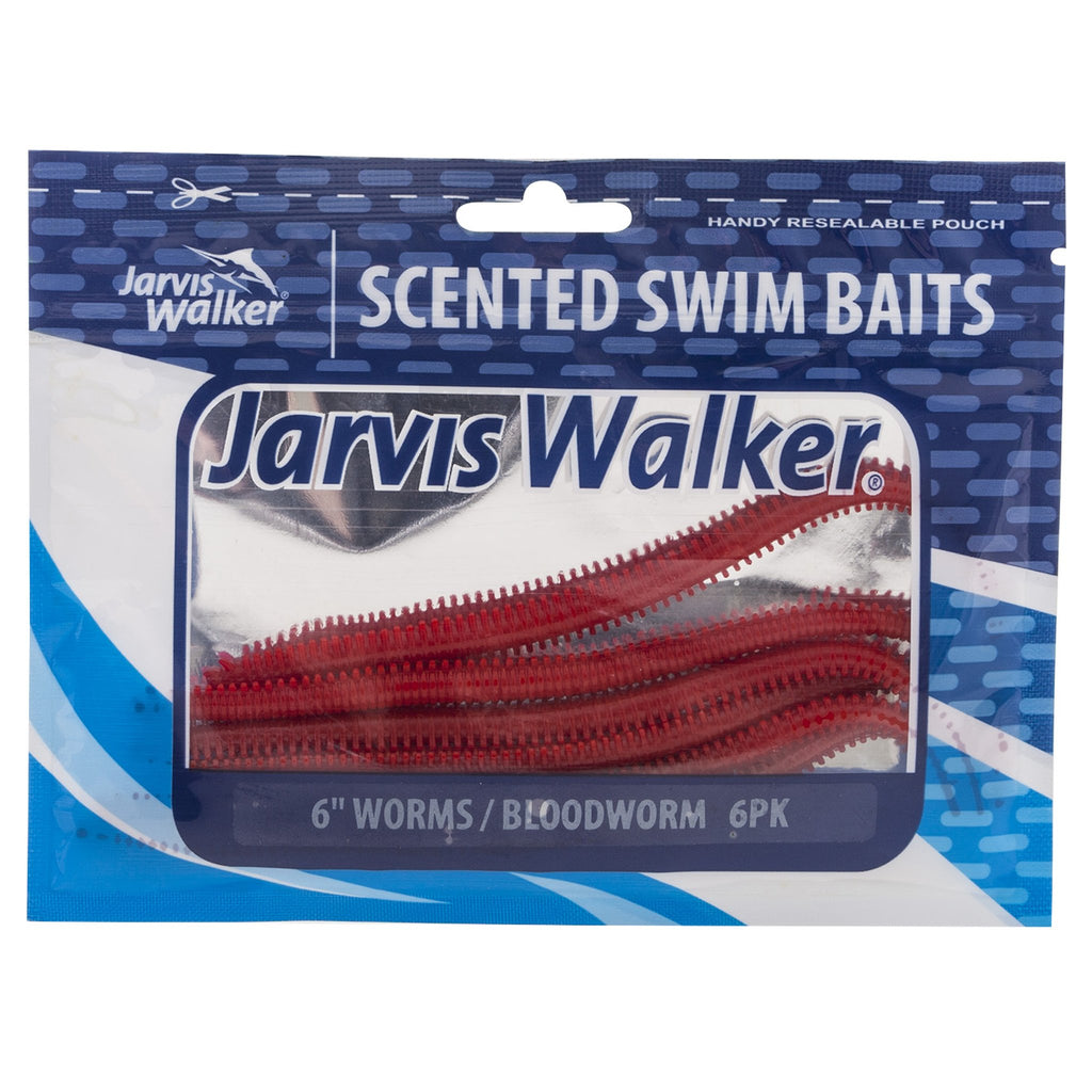 Jarvis Walker Scented Worm 6" Bloodworm (6 pack) Lure