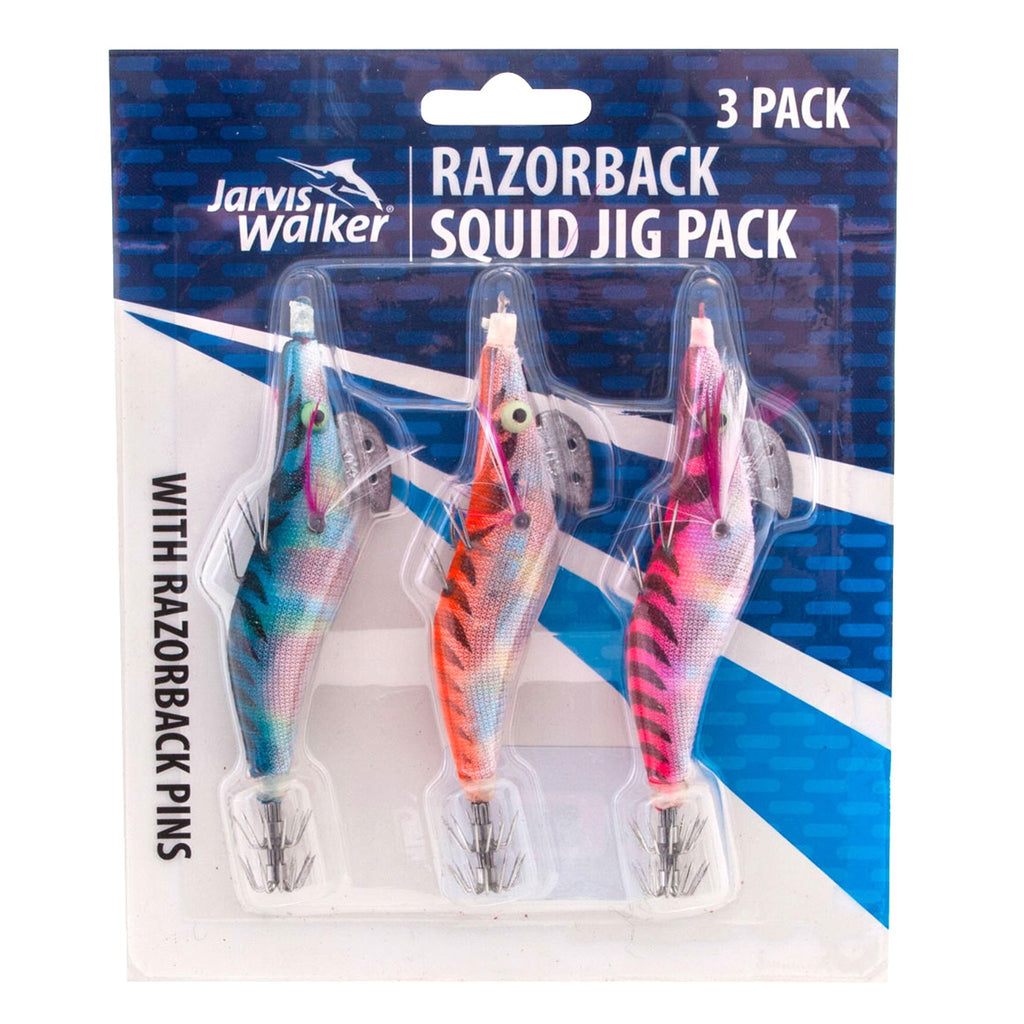Jarvis Walker Razorback Squid Jigs Sz 3.0 Three Pack