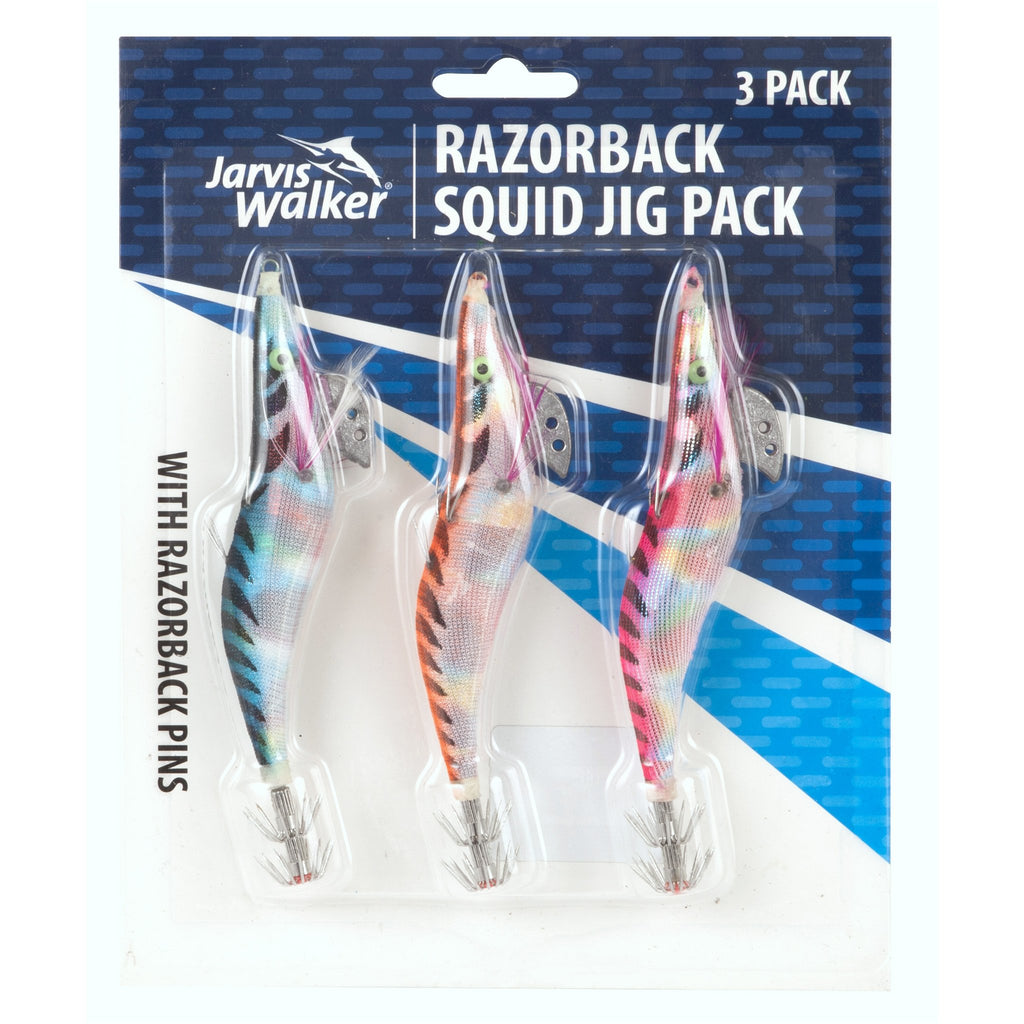 Jarvis Walker Razorback Squid Jigs Sz 3.5 Three Pack