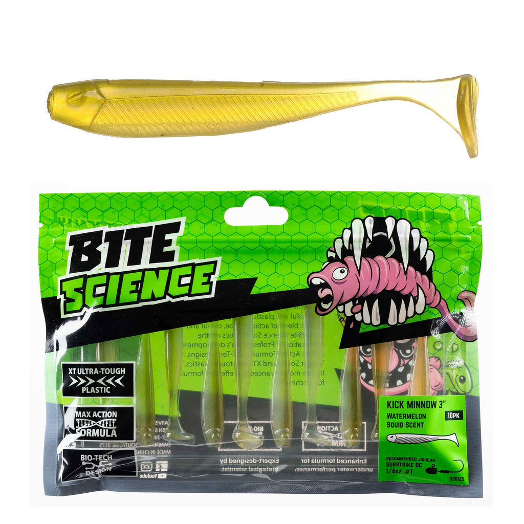 Bite Science Kick Minnow Lures 3" Watermelon - 10pk