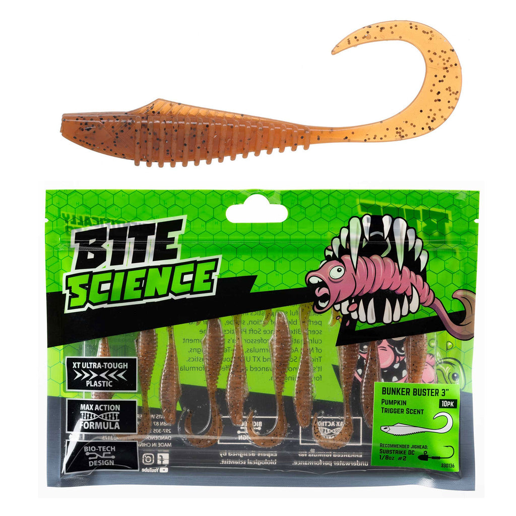 Bite Science Bunker Buster Lures 3" Pumpkin - 10pk