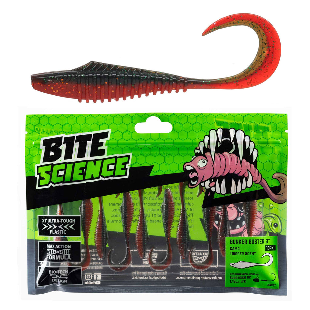 Bite Science Bunker Buster Lures 3" Camo - 10pk