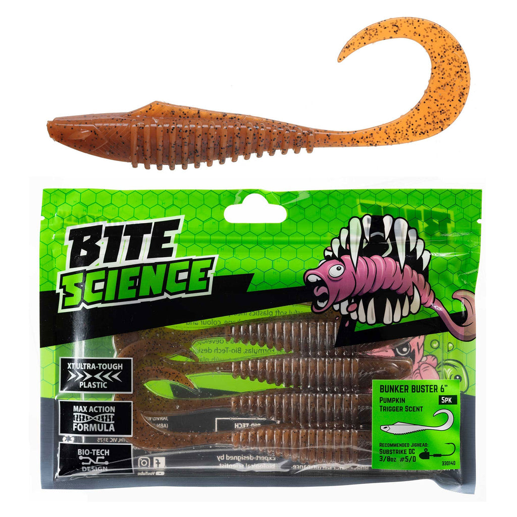 Bite Science Bunker Buster Lures 6" Pumpkin - 5pk