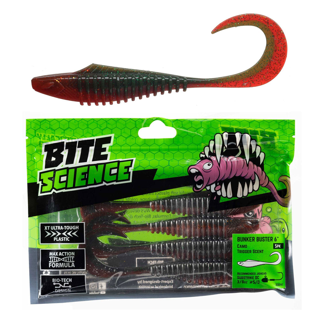 Bite Science Bunker Buster Lures 6" Camo - 6pk