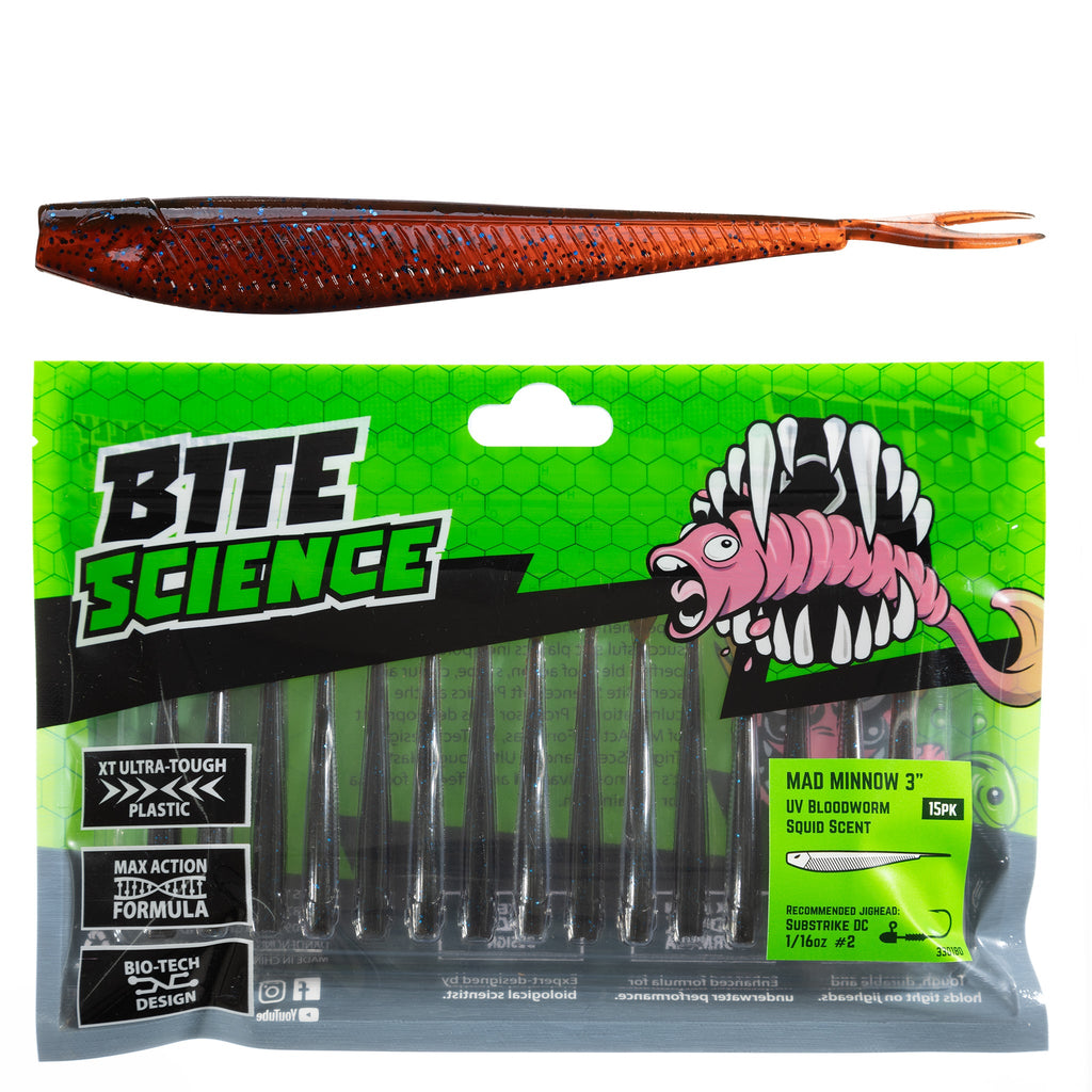 Bite Science Mad Minnow 3" Uv Bloodworm - 15pk