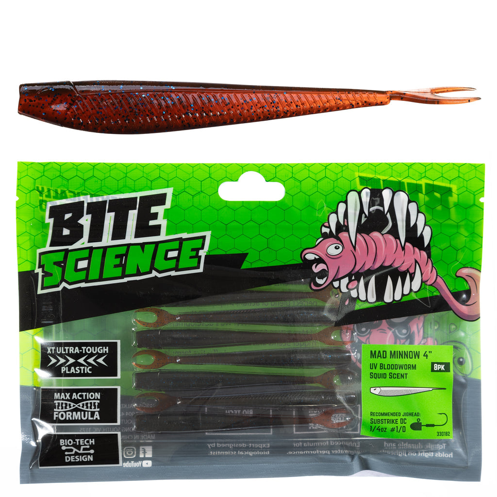 Bite Science Mad Minnow 4" Uv Bloodworm - 8pk