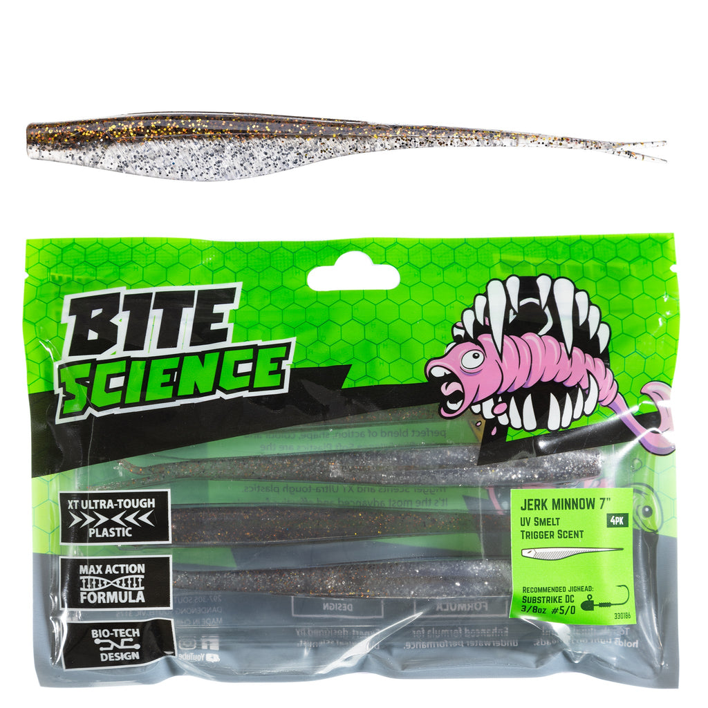 Bite Science Jerk Minnow 7" UV Smelt - 4pk