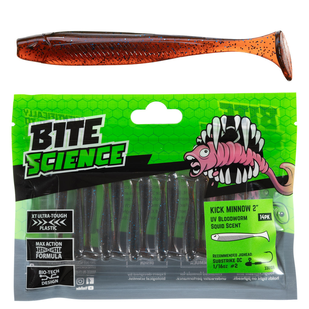 Bite Science Kick Minnow 2" UV Bloodworm - 14pk