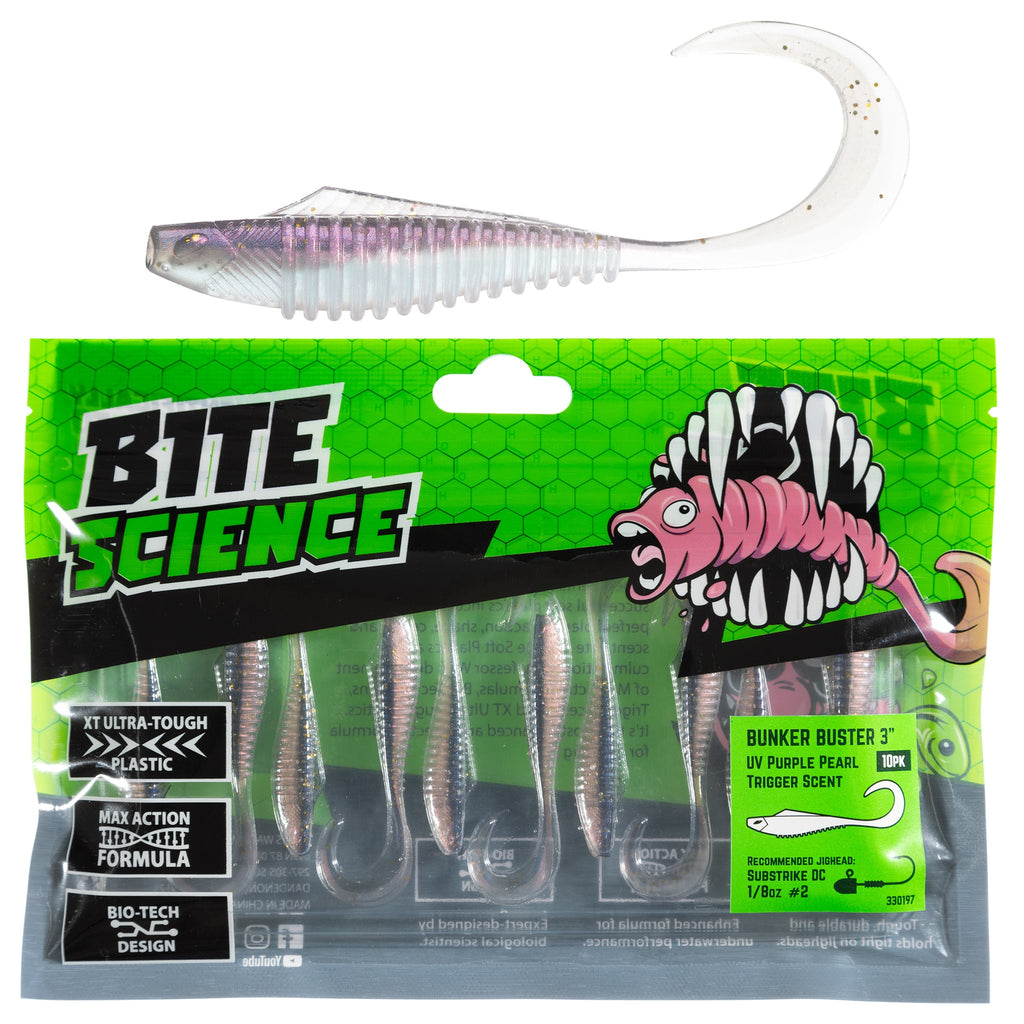 Bite Science Bunker Buster 3" UV Purple Pearl - 10pk