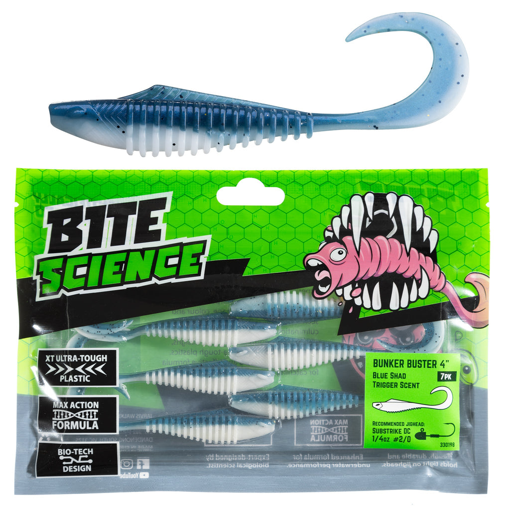 Bite Science Bunker Buster 4" Blue Shad - 7pk