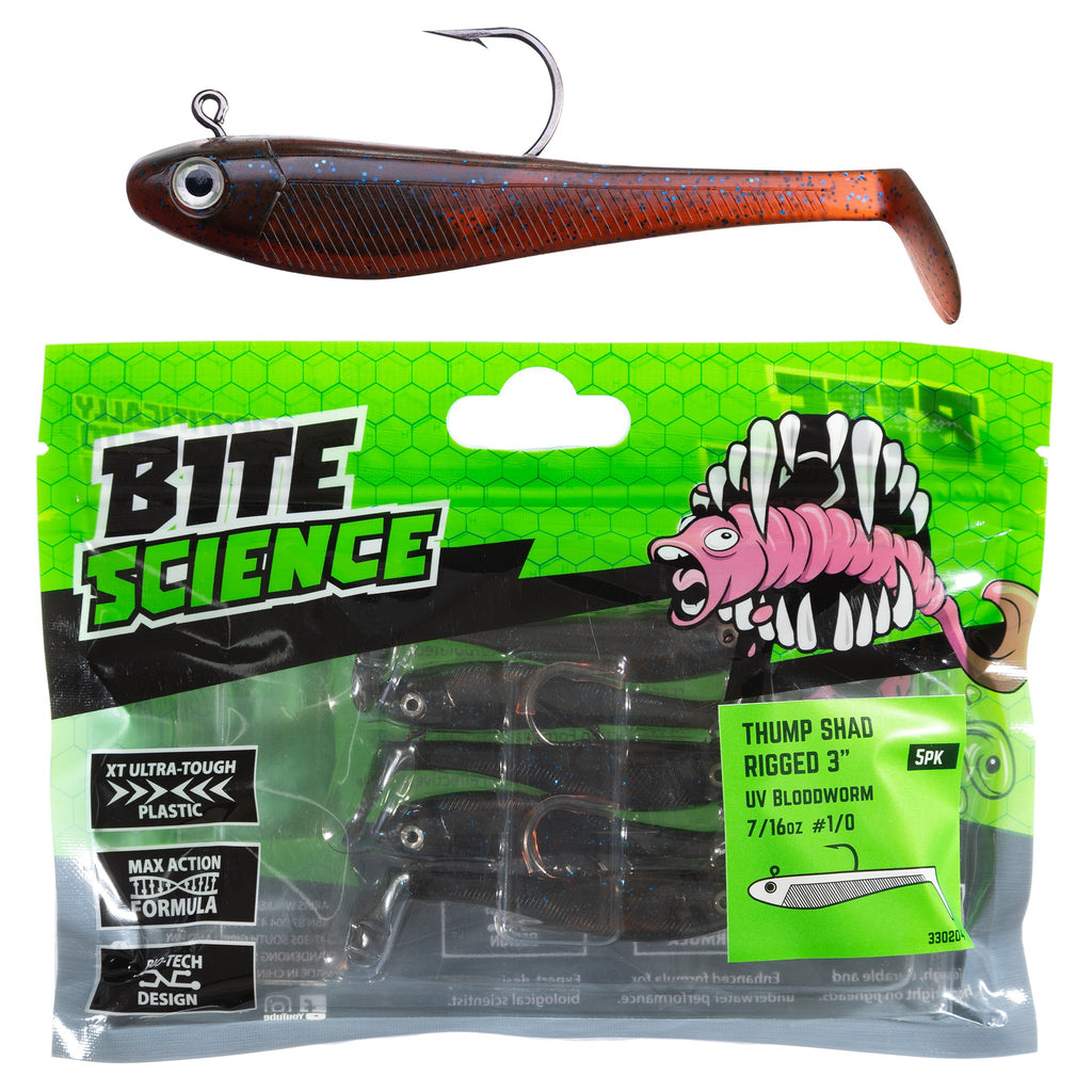 Bite Science Thump Shad 3" UV Bloodworm - 5pk