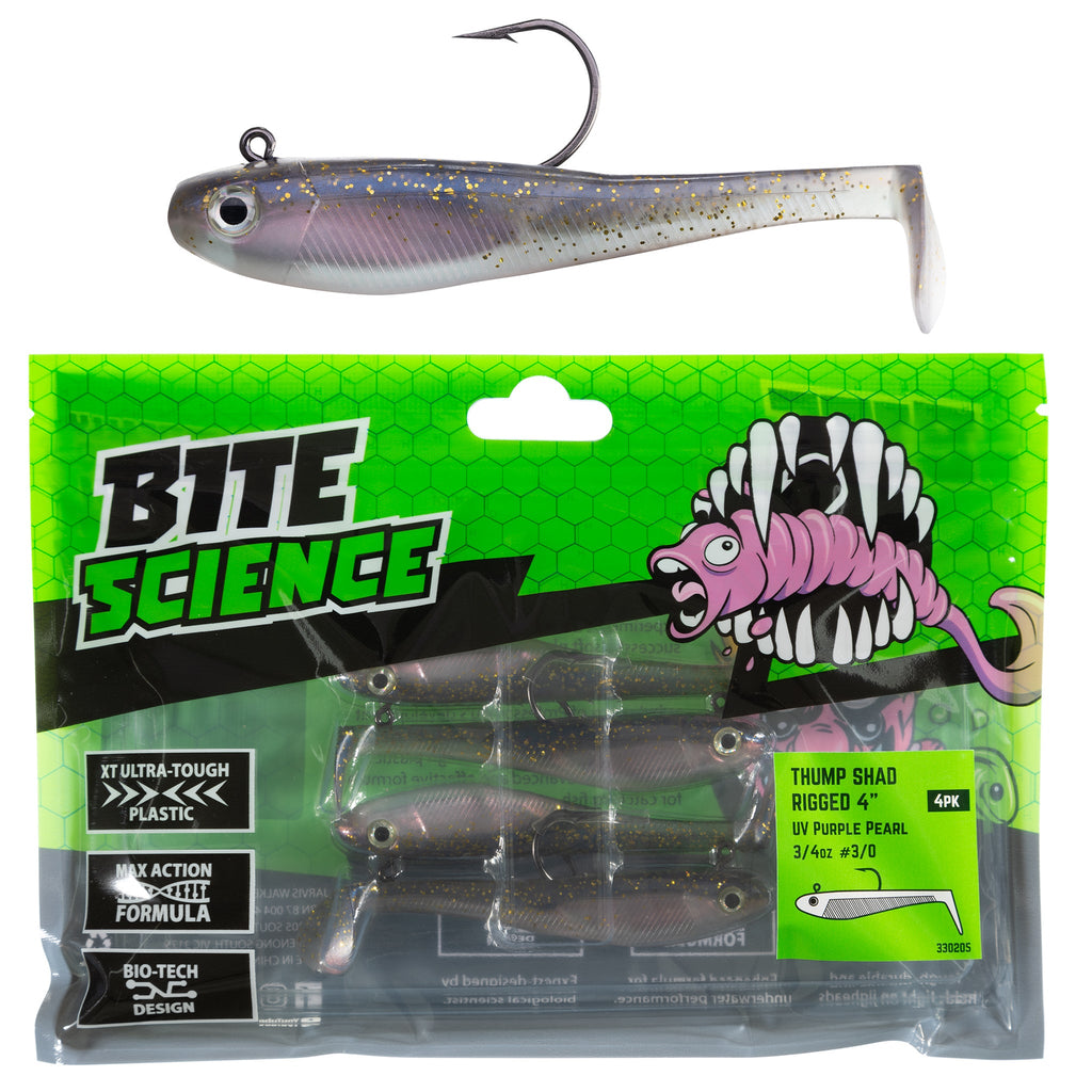 Bite Science Thump Shad 4" UV Purple Pearl - 4pk