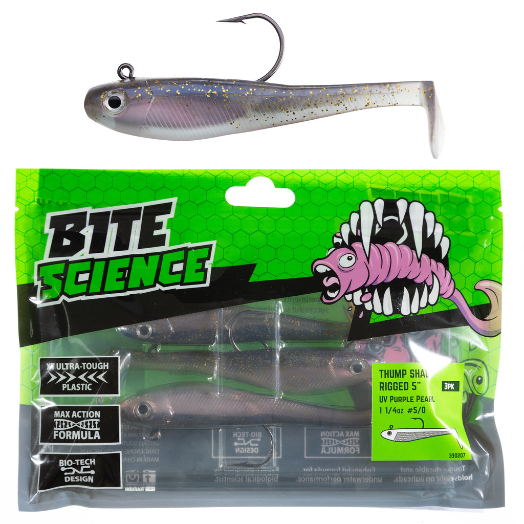 Bite Science Thump Shad 5" UV Purple Pearl - 3pk