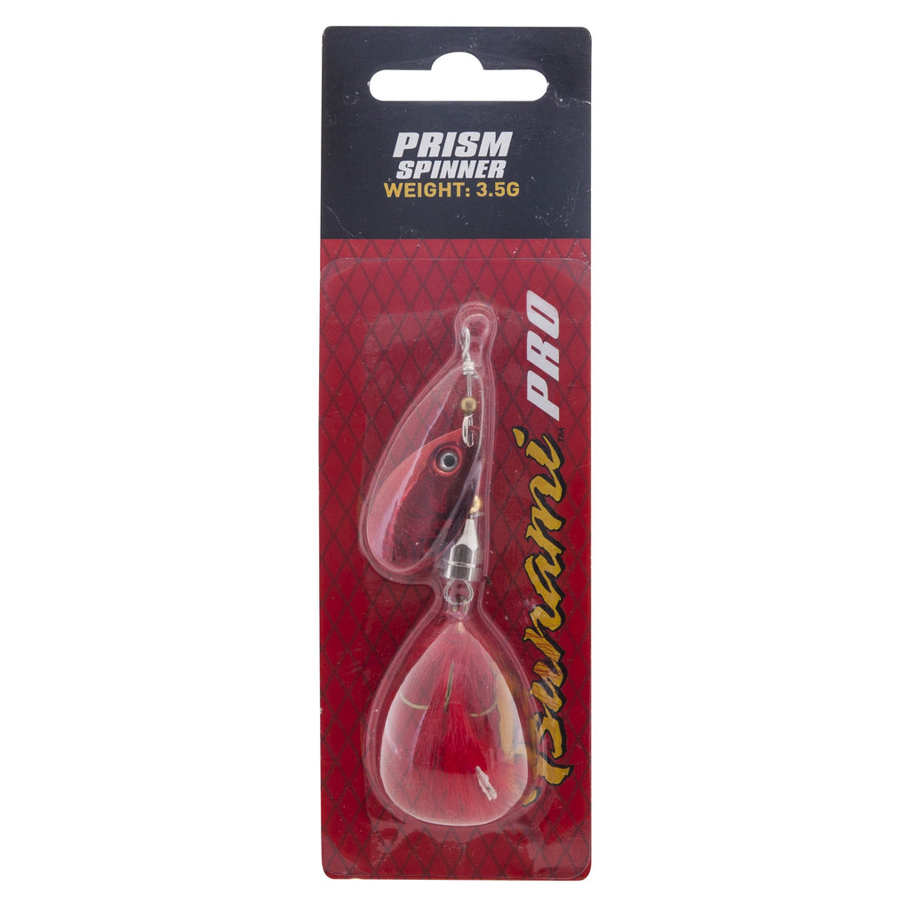 Tsunami Prism Spinner 3.5gm Red - silver, red , red feather Lure