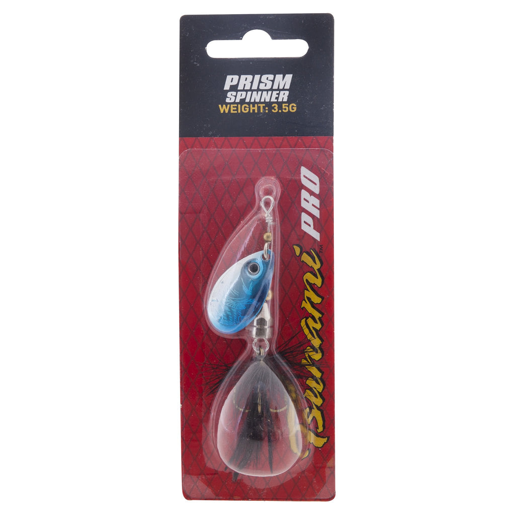Tsunami Prism Spinner 3.5gm Green - silver, green , black feather Lure