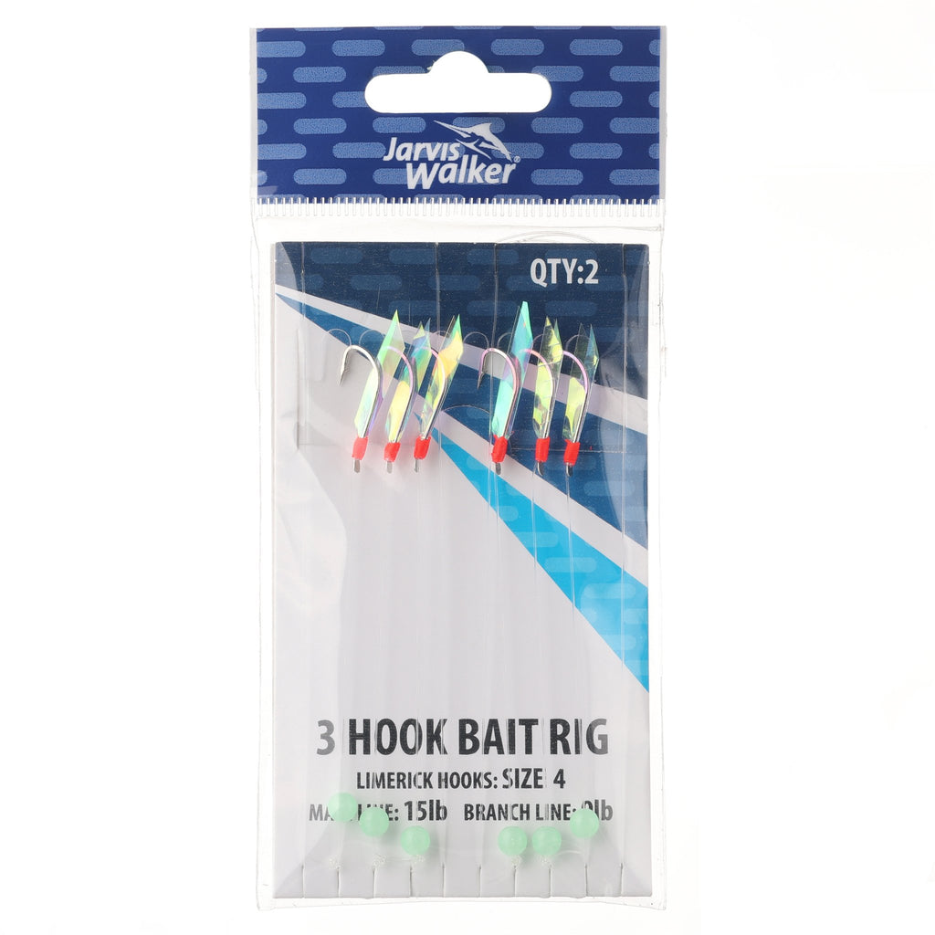 Jarvis Walker 3 Hook Bait Rig-Limerick Hook Sz 4 - Main line 15lb - Branch Line 9lb