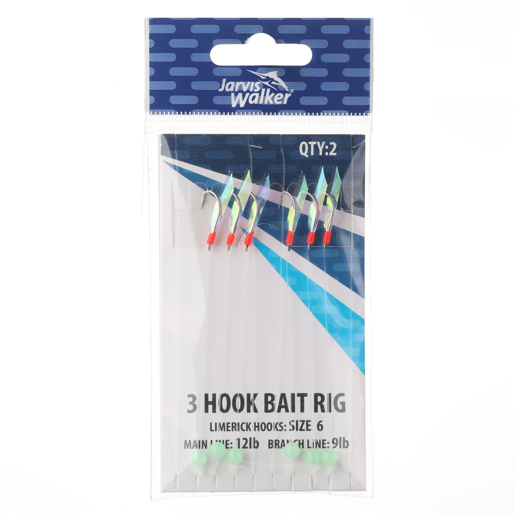 Jarvis Walker 3 Hook Bait Rig-Limerick Hook Sz 6 - Main line 12lb - Branch Line 9lb