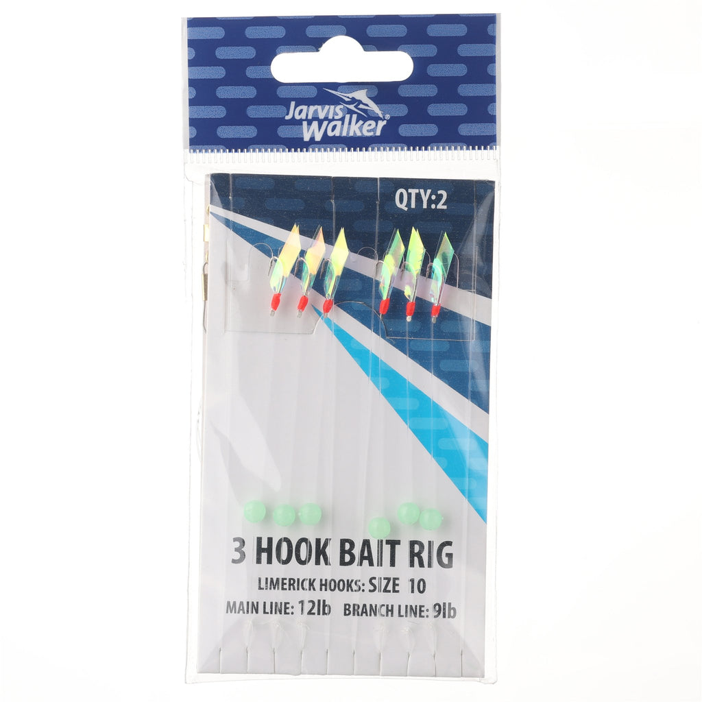 Jarvis Walker 3 Hook Bait Rig-Limerick Hook Sz 10 - Main line 12lb - Branch Line 9lb