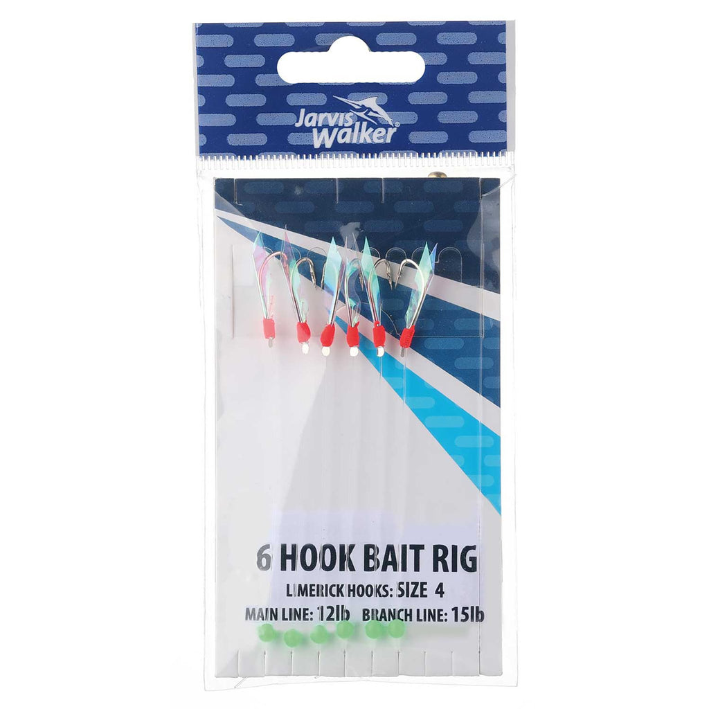 Jarvis Walker 6 Hook Bait Rig-Limerick Hook Sz 4 - Main Line12lb Branch Line 15lb