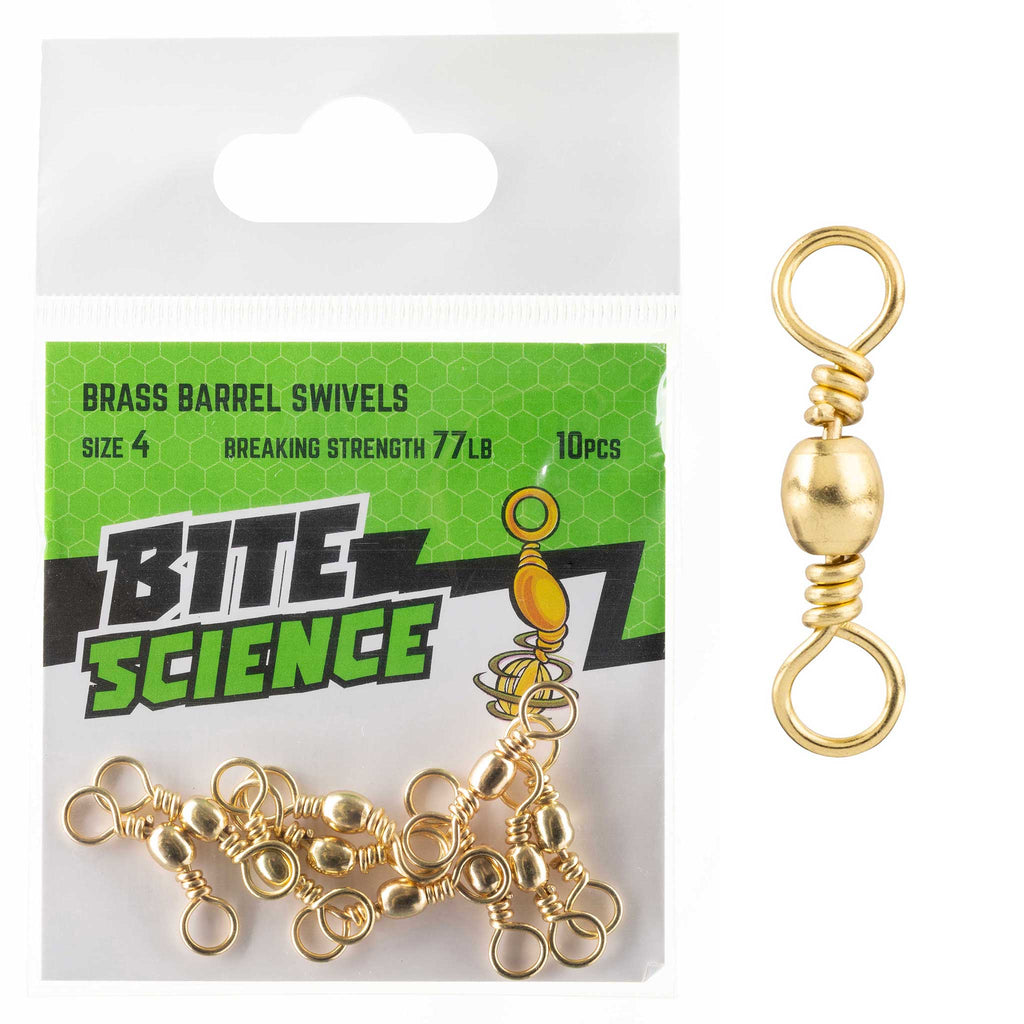 Bite Science Swivels Brass Barrel Sz 4 (77LB) - 10pk
