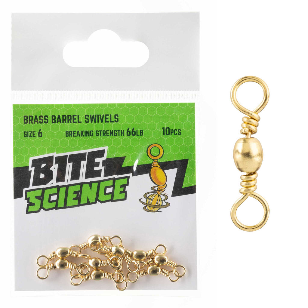 Bite Science Swivels Brass Barrel Sz 6 (66LB) - 10pk