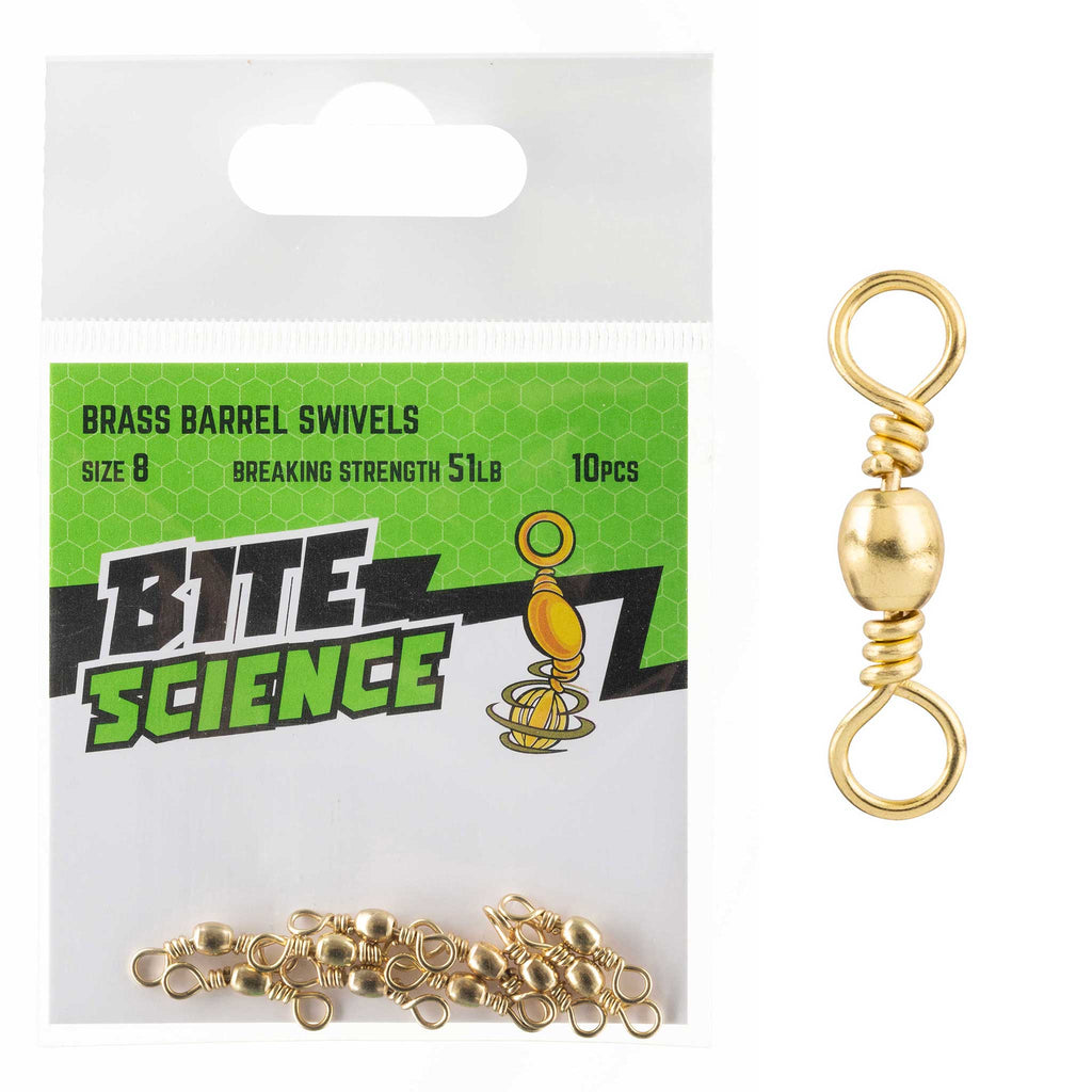 Bite Science Swivels Brass Barrel Sz 8 (51LB) - 10pk