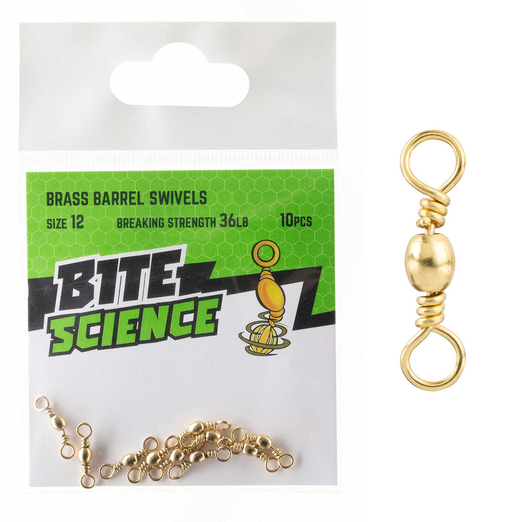 Bite Science Swivels Brass Barrel Sz 12 (36LB) - 10pk