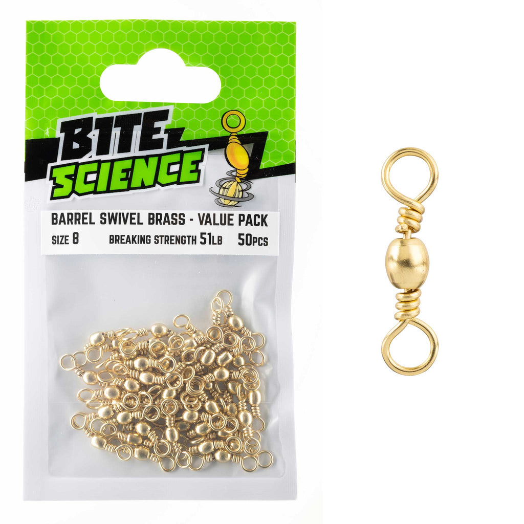 Bite Science Swivels Brass Barrel Value Pack Sz 8 (51LB) - 50pk
