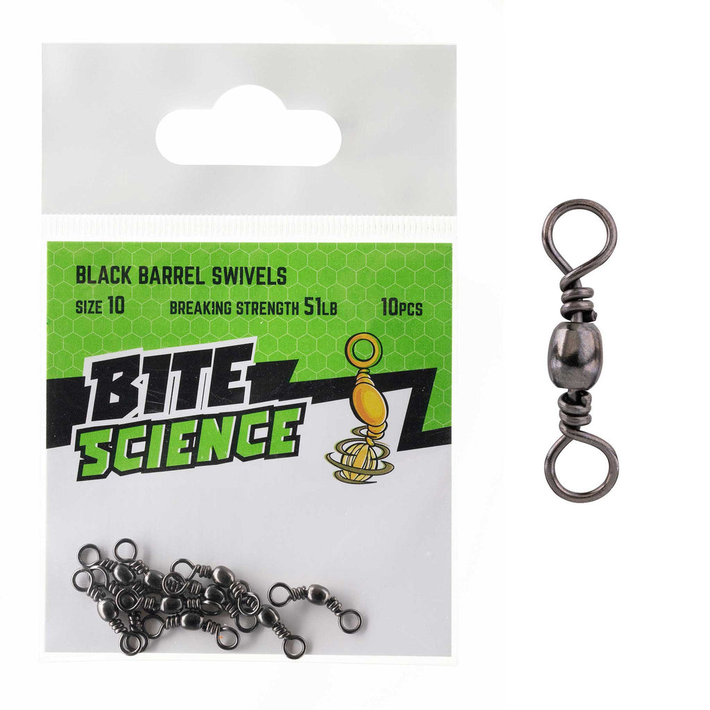 Bite Science Swivels Black Barrel Sz 10 (51LB) - 10pk