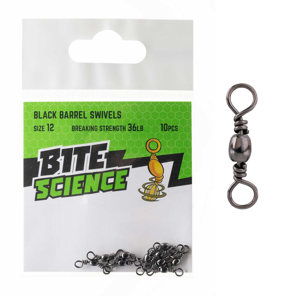 Bite Science Swivels Black Barrel Sz 12 (36LB) - 10pk
