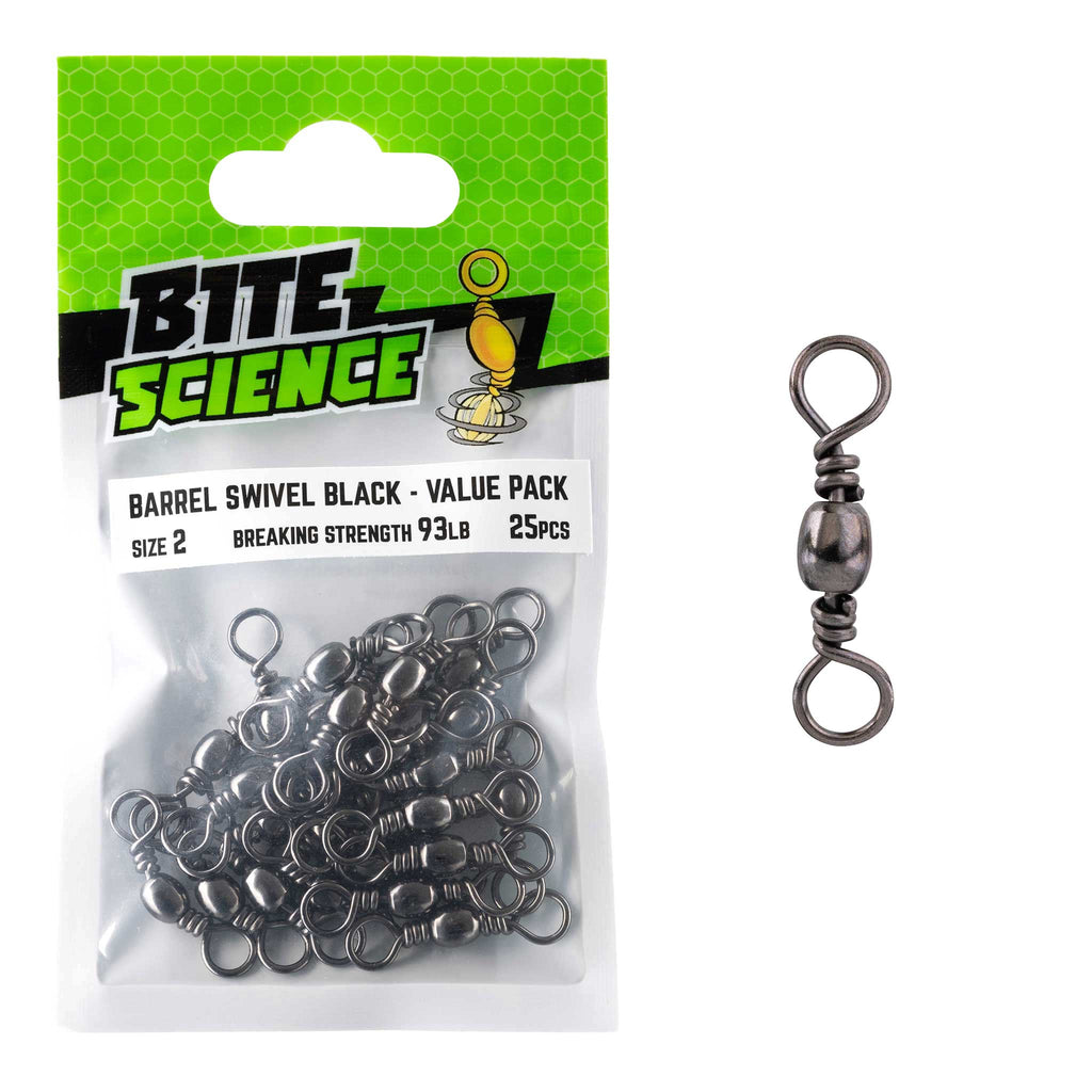 Bite Science Swivels Black Barrel Value Pack - Sz 2 (93LB) - 25pk