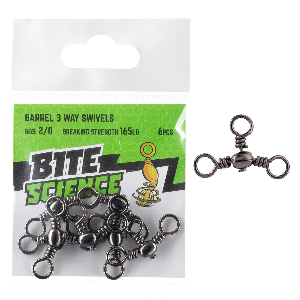 Bite Science Swivels Barrel 3-Way Sz 2/0 (165LB) - 6pk