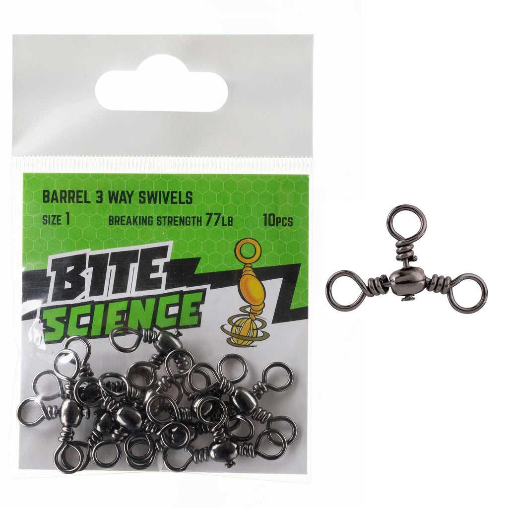 Bite Science Swivels Barrel 3-Way Sz 1 (77LB) - 10pk