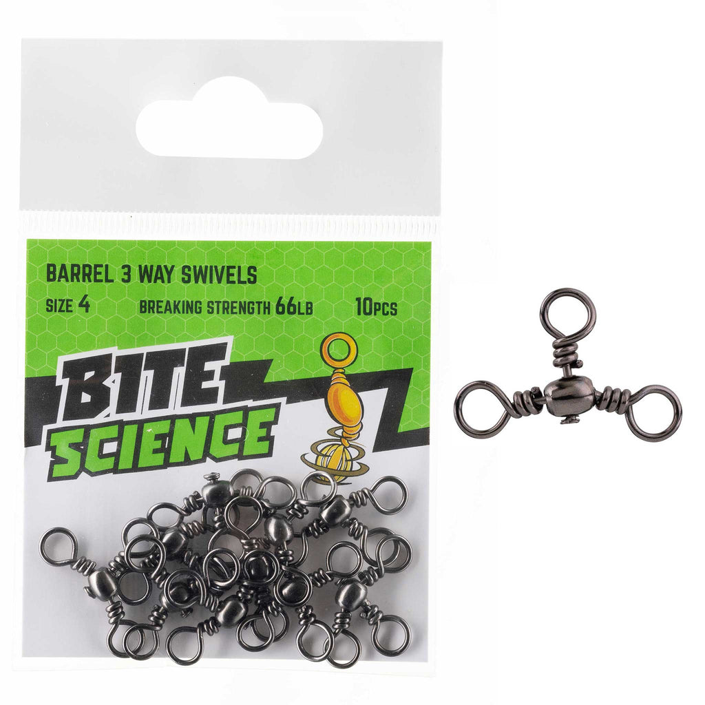 Bite Science Swivels Barrel 3-Way Sz 4 (66LB) - 10pk