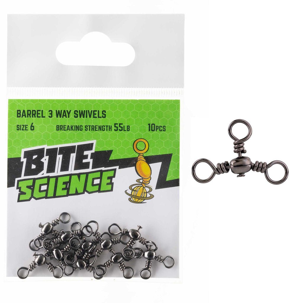 Bite Science Swivels Barrel 3-Way Sz 6 (55LB) - 10pk