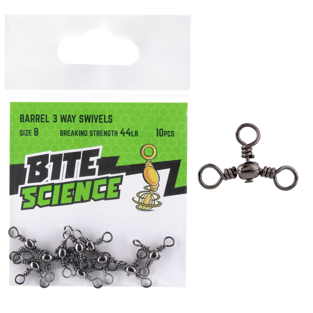 Bite Science Swivels Barrel 3-Way Sz 8 (44LB) - 10pk