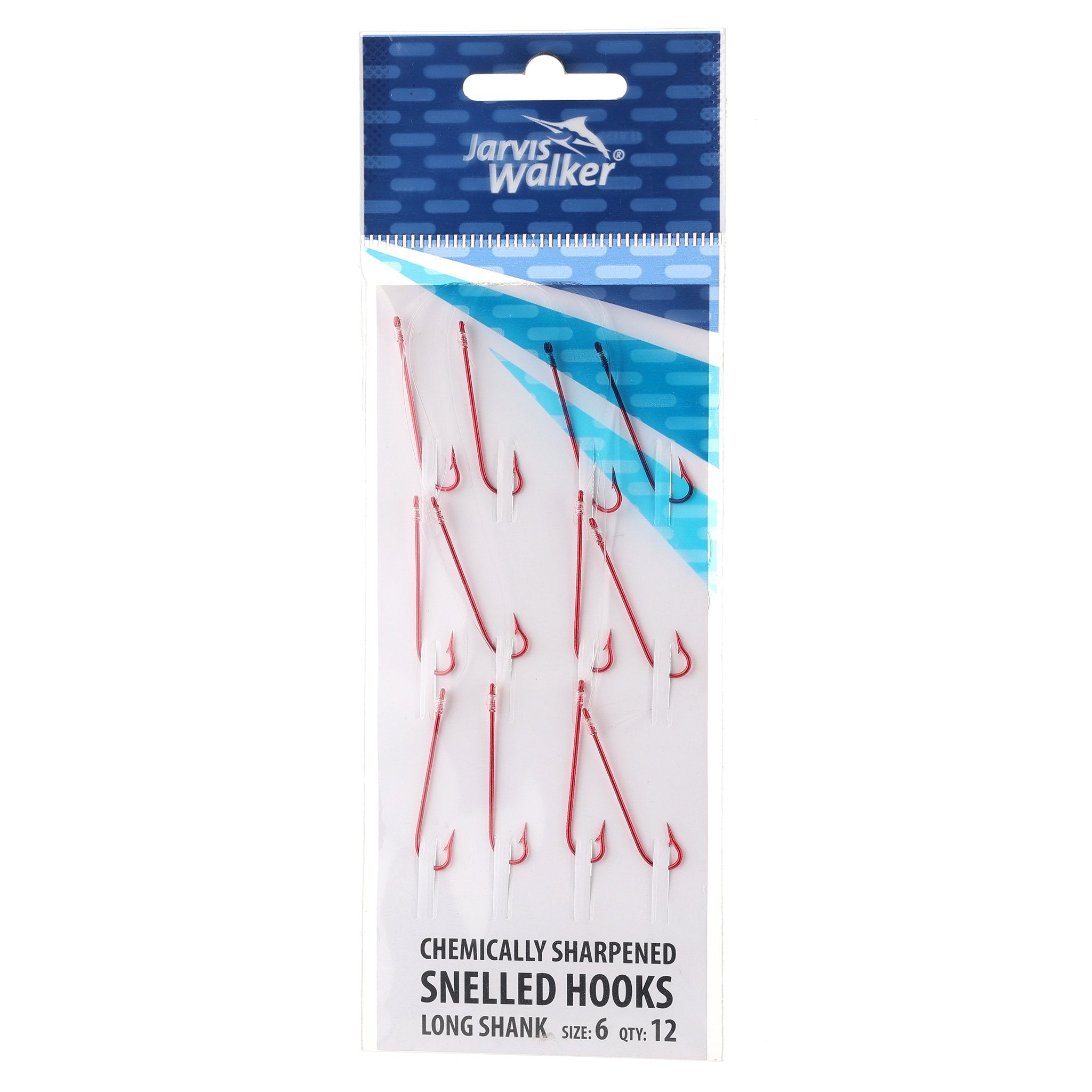 Jarvis Walker Chem Sharpened Snelled Long Shank Hooks - Jarvis