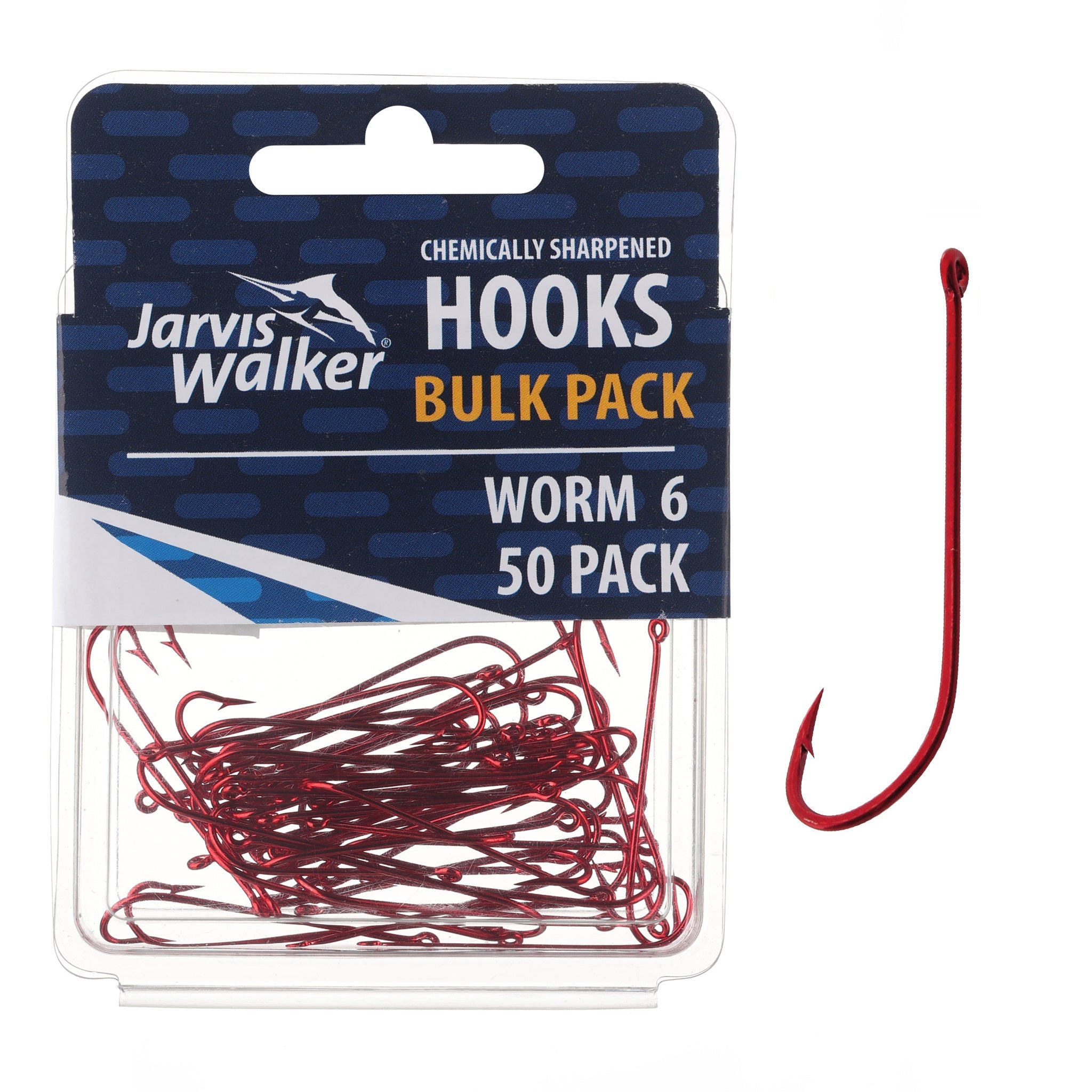 Jarvis Walker Chemically Sharpened Long Shank/Worm Hooks - 50
